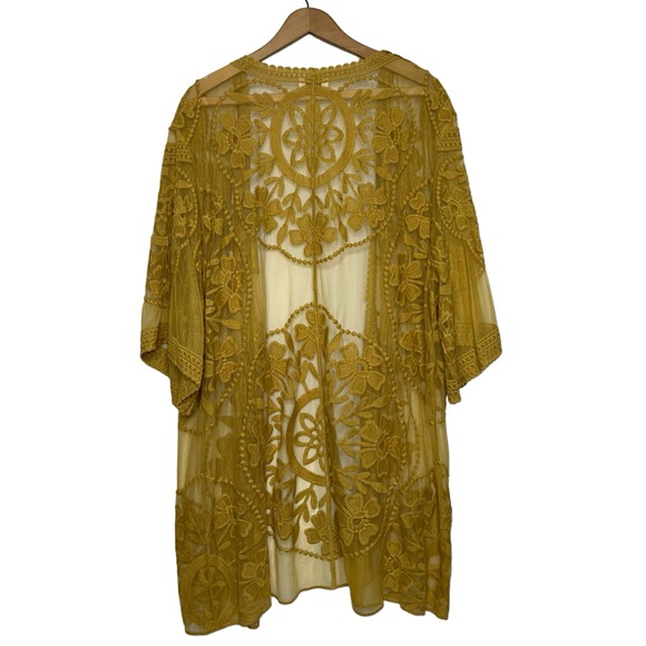 Golden Lace Kimono Cardigan Small - Picture 4 of 10